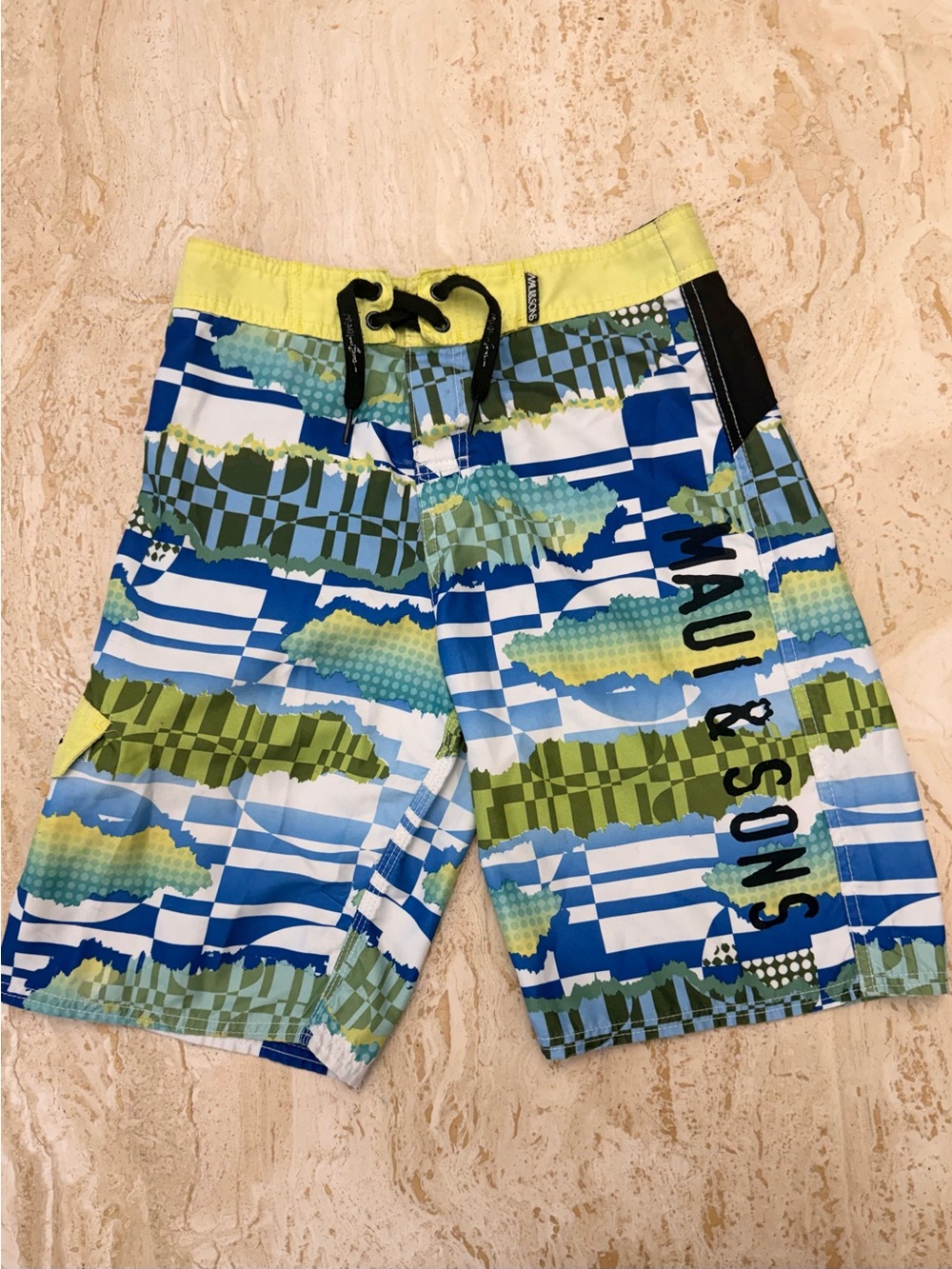 Maui and Sons Kids Boys Size 12 Blue & Green Boardshorts